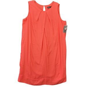 Donna Ricco Orange Dress Preppy Midi Orange Pleats Sleeveless NEW Womens Size 24